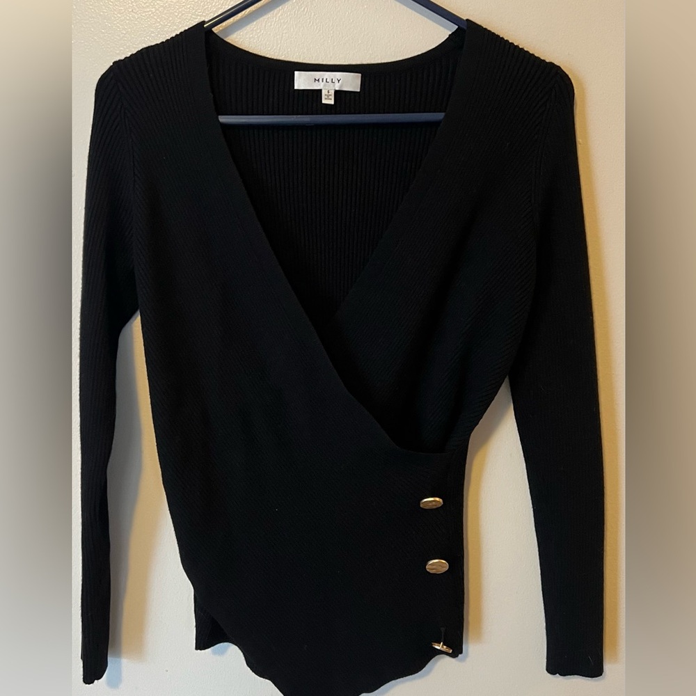 Milly black crossfront sweater small